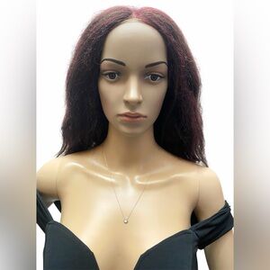 14K XL white gold diamond solitaire dainty necklace